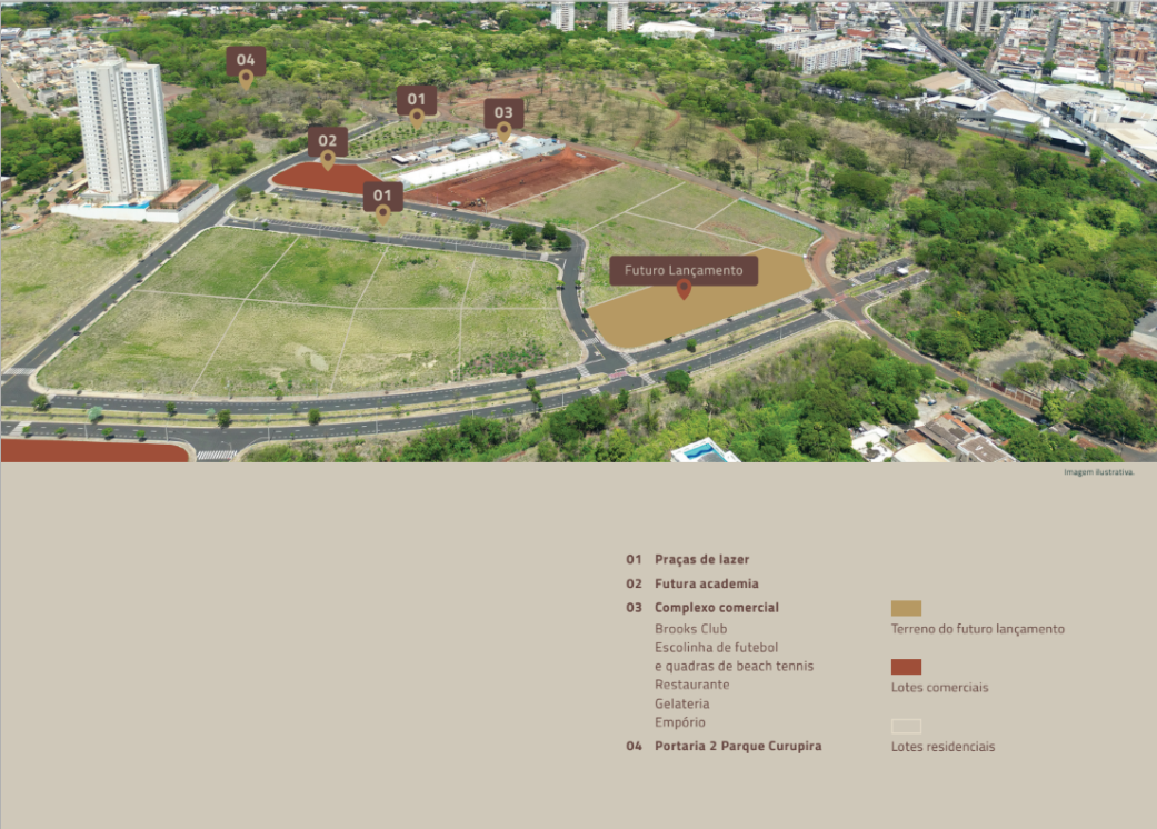 Perspectiva ilustrada do bairro Panamby mostrando o conceito de uso misto.